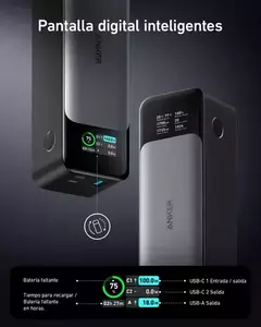 Cargador Portátil Anker 737 Power Bank 24000mAh, 3 Puertos, Salida 140W, Pantalla Digital, Compatible con iPhone, MacBook y Más, Color Negro en internet