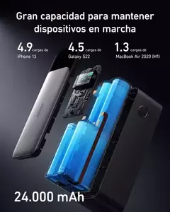 Cargador Portátil Anker 737 Power Bank 24000mAh, 3 Puertos, Salida 140W, Pantalla Digital, Compatible con iPhone, MacBook y Más, Color Negro - atakacumbre