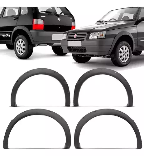 Kit 4 Molduras de Paralama Cinza Uno Way 2008 a 2011