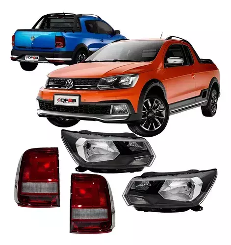 Kit de Faróis Dianteiros e Lanternas Traseiras Volkswagen Saveiro G7 2017 a 2023