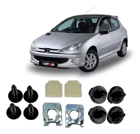Kit 12 Grampo Presilha Fixação Parabarro Dianteiro Peugeot 206 1999 a 2009