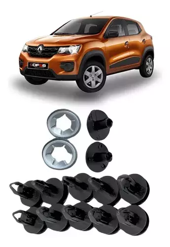 Kit Grampos Presilhas Parabarro Dianteiro Renault Kwid 2017 a 2021