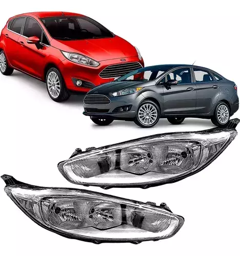 Farol Dianteiro Ford New Fiesta Hatch Sedan 2013 a 2016 Máscara Cromada