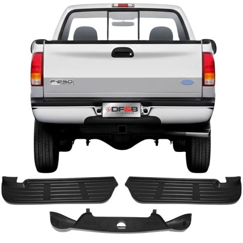 Kit Pisante Parachoque Traseiro Ford F250 1997 A 2012 Preto 3 Peças