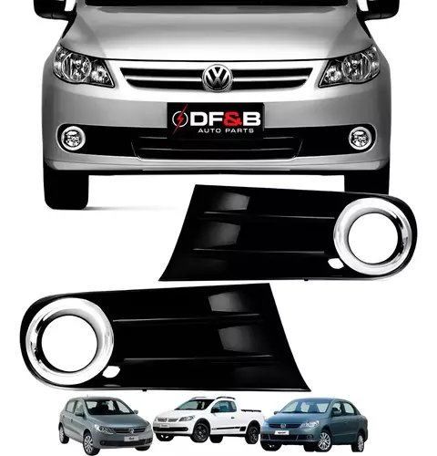 Grade Farol Milha Parachoque Dianteiro Fol Sabeiro Voyage G5 Com Furo Aro Cromado