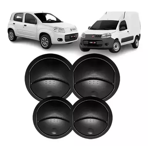 Kit Difusor Ar com 4 Peças Uno Vivace 2010 a 2014 Fiorino 2013 a 2020 Preto