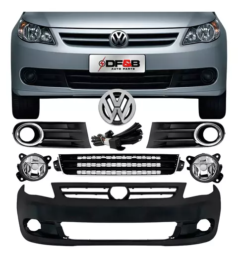Kit Parachoque Dianteiro Gol Voyage G5 2009 a 2012 Com Grade Moldura e Milha