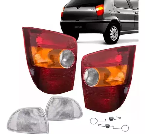 Kit Lanterna Traseira Tricolor e Pica Cristal Fiat Palio 1995 a 2000