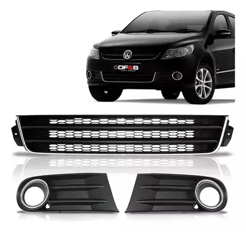 Kit Friso em U da Grade Inferior e Par Moldura do Milha Friso Cromado Gol Voyage G5 09/12 Saveiro G5 10/13