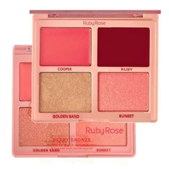 Paleta de Blush e Iluminador Berry Bronze Ruby Rose Linha Rosa na internet