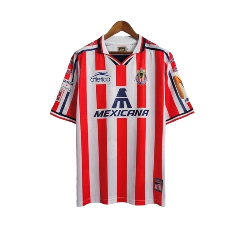 Camisa Retrô Chivas Guadalajara I 2006/2007 - Masculina Atlética - Branca com detalhes em vermelho e azul com todos os patrocínios
