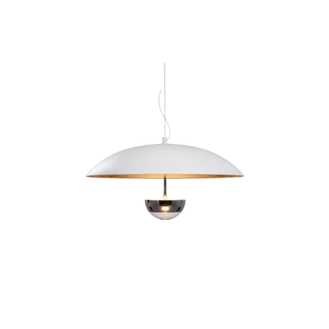 PENDENTE BROLLY 43CM METAL CROMADO/BRANCO/DOURADO 12W BIVOLT - BELLA - comprar online
