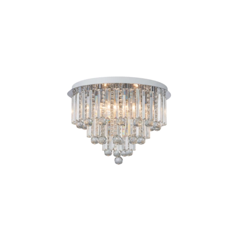 PLAFON LIGHT DIAMOND REDONDO 12X G9 CROMADO COM CRISTAIS TRANSPARENTES - LUCIIN - comprar online