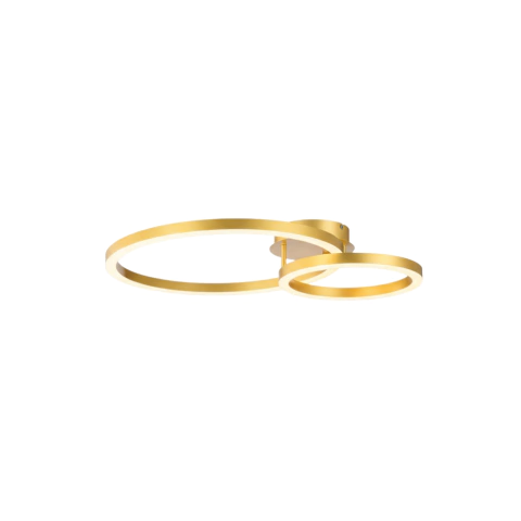 PLAFON HOLLY ALUMINO/METAL/ACRILICO 2 AROS 50CM / 30CM DOURADO LED 50W BIVOLT 3000K - SKYLIGHT - comprar online