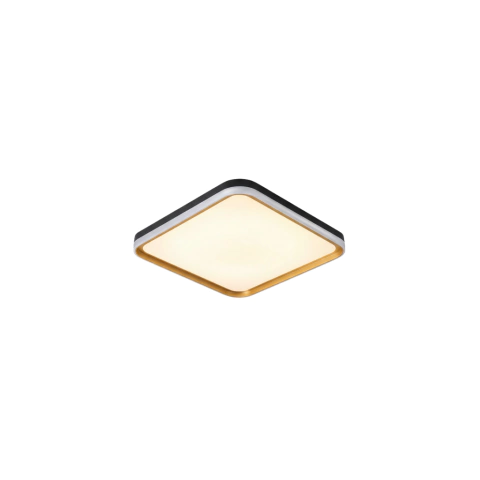 PLAFON QUEENSTOWN METAL/ACRILICO QUADRADO 50CM PRETO/DOURADO/BRANCO LED 36W BIVOLT 3000K - SKYLIGHT - comprar online