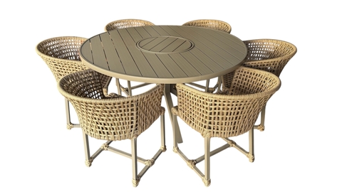 Conjunto de Mesa com 6 Cadeiras – Pintura Fendi e Corda Náutica Rami