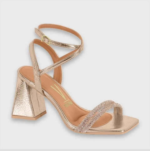 Sandália Salto Grosso Vizzano com aplique de Strass 29221.101019