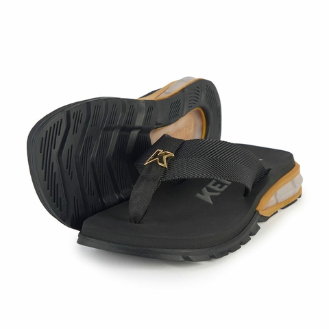 Sandália kenner orak preto com dourado DJH-02