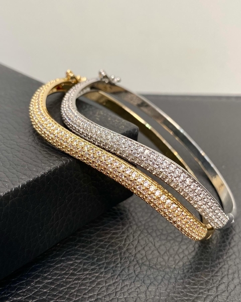 Bracelete ondulação cravejado