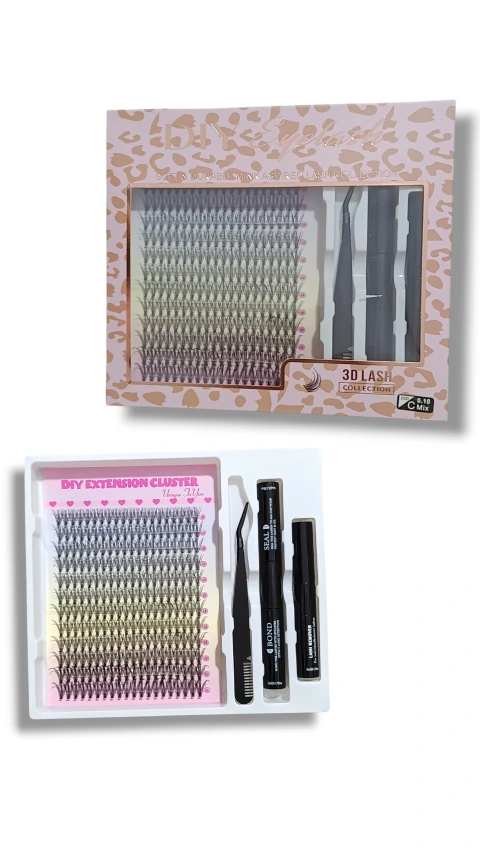 Kit extensión de pestañas DIY - adhesivo, sellador y aplicador