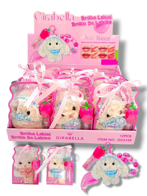 Brillo Labial Sweet Moment y un llavero de peluche CONEJO
