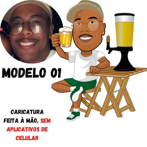Caricatura - Homem no Barzinho - Chopp - comprar online