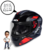 Capacete Asx City Start Brilho Preto Vermelho Cinza Fechado