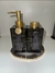 KIT LAVABO COM DIFUSOR E SABONETEIRA DE VIDRO PRETO E PLATTER (TIPO 2) - comprar online