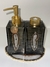 KIT LAVABO COM DIFUSOR E SABONETEIRA DE VIDRO PRETO E PLATTER (TIPO 4) - comprar online