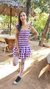 Vestido xadrez roxo com branco - Gizz Roze
