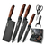 Kit Completo 6 Peças de Cozinha Facas Profissional Cutelo Aço Carbono Descascador Tesoura - Decore Ai