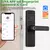 Fechadura da porta de impressão digital eletrônica com tuya app/cartão/código/desbloqueio chave
