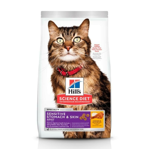 Hill's Science Diet Sensitive Skin & Stomach, alimento para gato adulto piel y estómago sensibles.