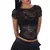 Combhasaki-top transparente para mulheres, camisa de manga curta com renda flora na internet
