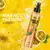 Botella de agua de colonia para mujer Maracuyá Passion de 200 ml de la marca Cyzone con fondo amarillo y frutas de maracuyá frescas