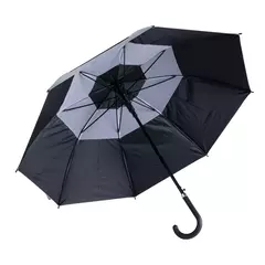 Sombrilla Betterware negra con diseño interior en tonos grises y mango curvo