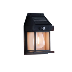 Lámpara de exterior negra con panel solar y sensor de movimiento, modelo Deco Luz Max