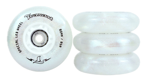 Jogo de Rodas Glitter LED Special prata 80mm/85A Traxart