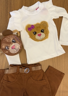 Conjunto Infantil Ursinha Charmosa + Bolsa e Cinto!