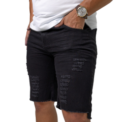 BERMUDA JEANS MASCULINA PRETA RASGADA Premium - Original Marca LIONS JEANS - SHORT - ROUPA MASCULINA - Calça e Bermuda Jeans Masculina de Qualidade Direto da Fábrica - LIONS JEANS