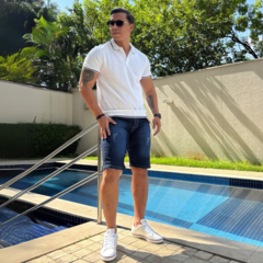Bermuda Masculina Jeans AZUL Puído e Elastano Estica Confortável - Short Jeans Masculino - Lions na internet