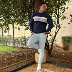 Calça Jeans Masculino Slim Délavé Azul Claro com Lycra Elastano - Calça e Bermuda Jeans Masculina de Qualidade Direto da Fábrica - LIONS JEANS