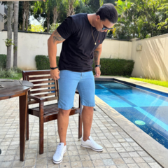 Bermuda Masculina Lycra Jeans Azul Clara - Short Masculino | Marca Lions Jeans Original