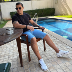 Bermuda Masculina Lycra Jeans Azul Clara - Short Masculino | Marca Lions Jeans Original na internet