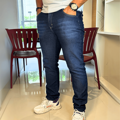Calça Masculina Jeans Slim Azul Bigode Com Lycra Elastano Premium - Conforto E Versatilidade