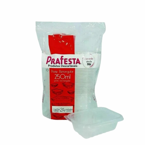 POTE RETANGULAR 250ML PRAFESTA C/24