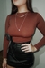 Body Manga Longa Marrom Poliamida - comprar online