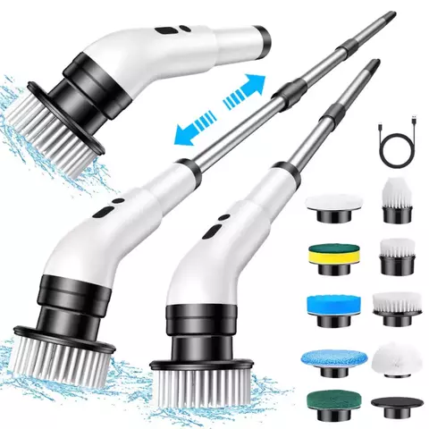 Escova De Limpeza 9 Em 1 Recarregavél Elétrica Giratória Com Cabo Alongador - comprar online