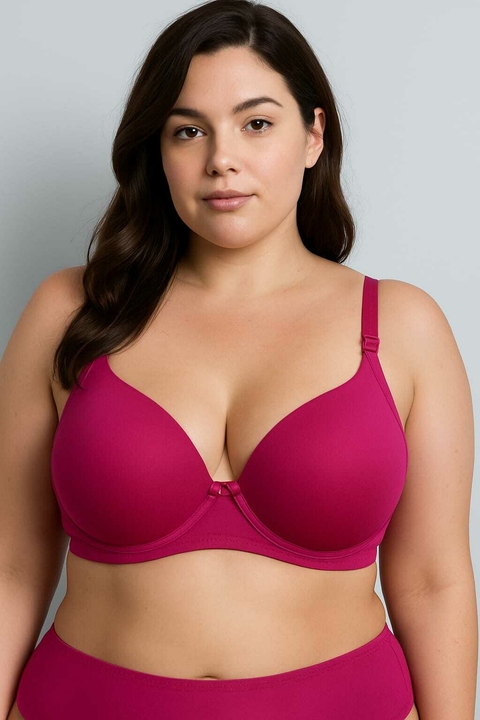 Sutiã com bojo, aro e alças reguláveis, disponível nas cores roxo e vermelho. Proporciona sustentação, conforto e ajuste perfeito. Feito em tecido macio, sem marcar na roupa, ideal para o dia a dia ou ocasiões especiais.