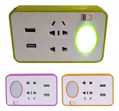 Zapatilla 5 Enchufes Toma Corriente + 2 Usb Con luz y soporte para el celular - comprar online